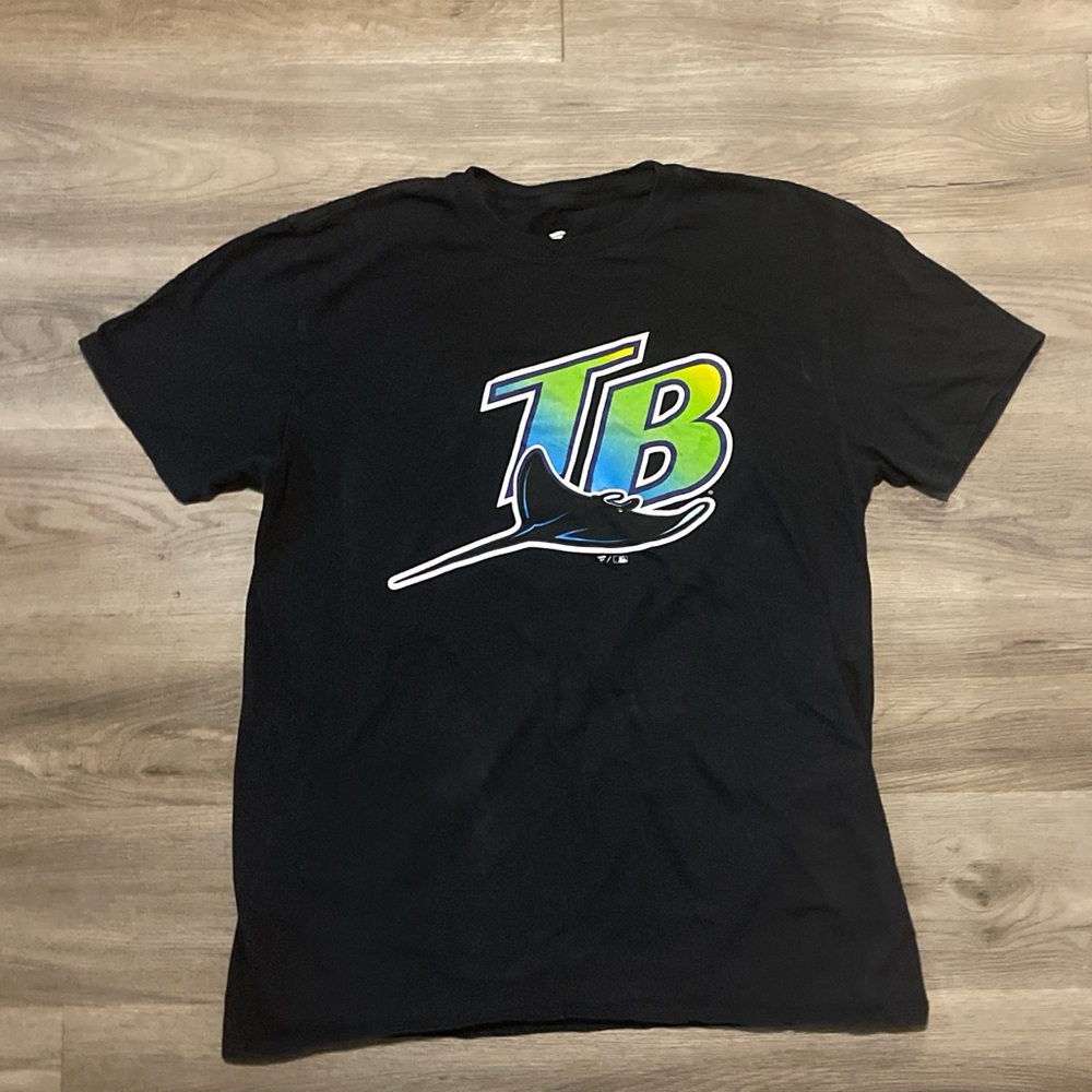 Fanatics Black Short Sleeve Tee with Green and Blue TB Logo